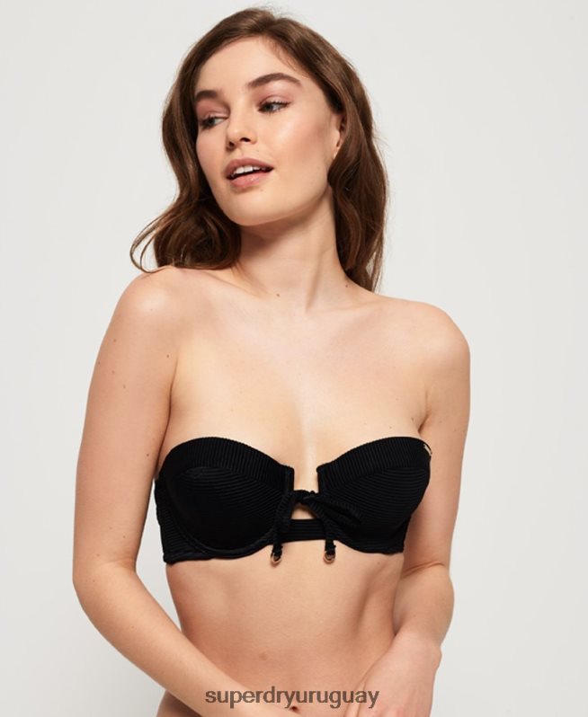 uy Superdry mujer top de bikini texturizado con copas Alice negro DT2N8Z3251 ropa
