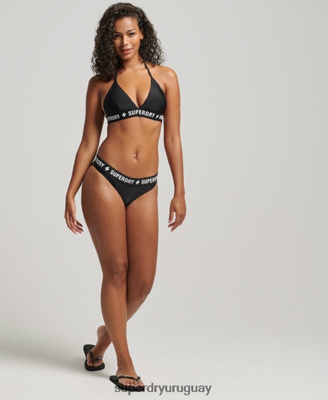 uy Superdry mujer top de bikini triángulo elástico reciclado negro DT2N8Z3235 ropa