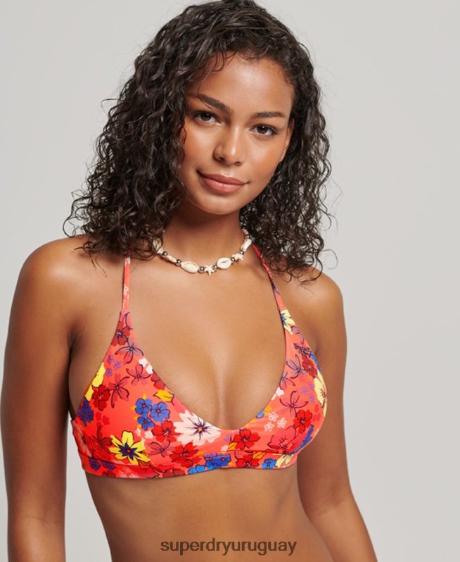 uy Superdry mujer top de bikini triángulo reciclado naranja DT2N8Z3192 ropa