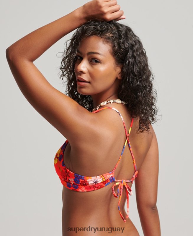 uy Superdry mujer top de bikini triángulo reciclado naranja DT2N8Z3192 ropa