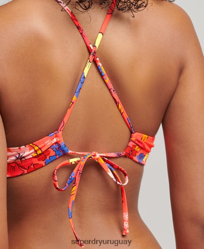 uy Superdry mujer top de bikini triángulo reciclado naranja DT2N8Z3192 ropa