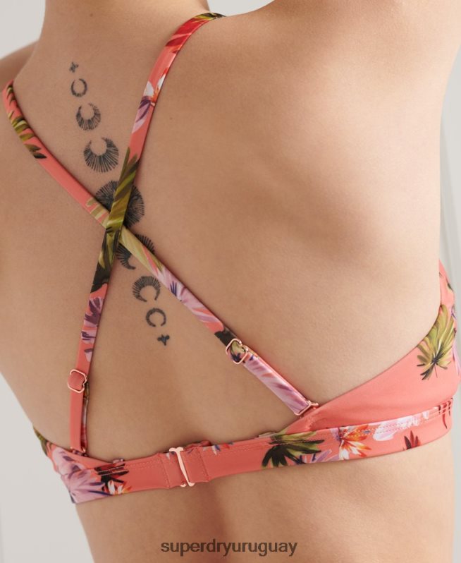 uy Superdry mujer top de surf bikini rosa DT2N8Z6637 ropa