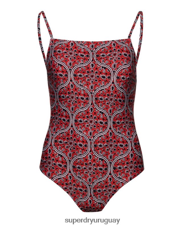 uy Superdry mujer traje de baño bohemio con lazo en la espalda rojo DT2N8Z3252 ropa