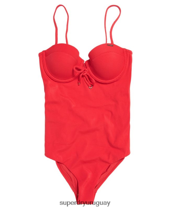 uy Superdry mujer traje de baño con copa texturizada alice rojo DT2N8Z3262 ropa