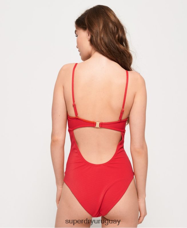 uy Superdry mujer traje de baño con copa texturizada alice rojo DT2N8Z3262 ropa