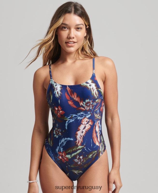 uy Superdry mujer traje de baño de surf de la vendimia azul oscuro DT2N8Z3257 ropa