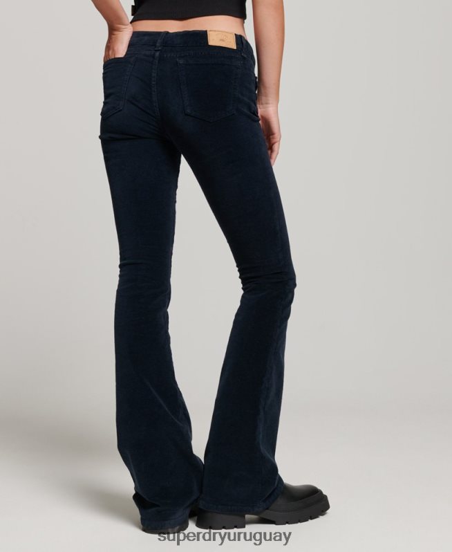 uy Superdry mujer vaqueros acampanados de terciopelo de tiro bajo Armada DT2N8Z2572 ropa