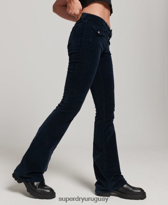 uy Superdry mujer vaqueros acampanados de terciopelo de tiro bajo Armada DT2N8Z2572 ropa