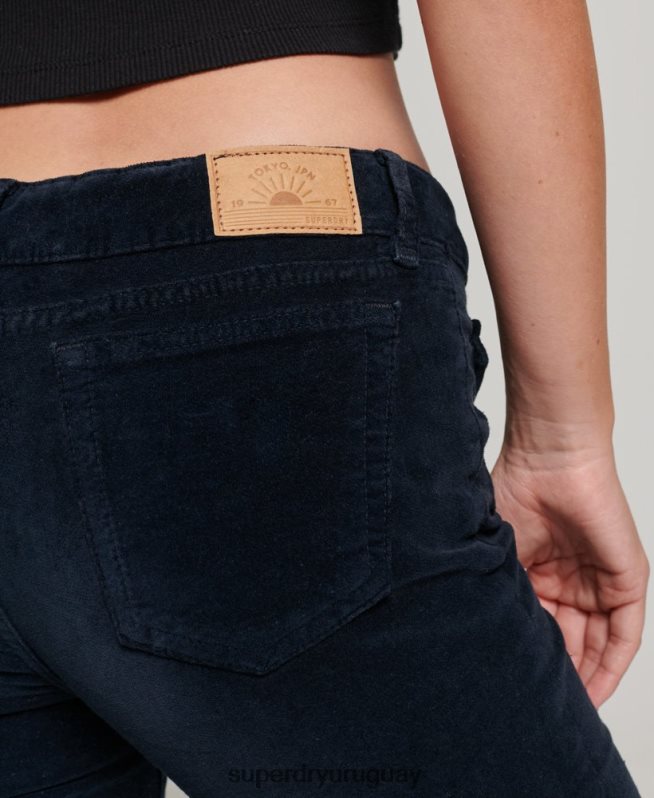 uy Superdry mujer vaqueros acampanados de terciopelo de tiro bajo Armada DT2N8Z2572 ropa