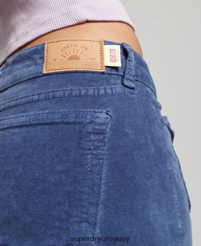 uy Superdry mujer vaqueros acampanados de terciopelo de tiro bajo azul DT2N8Z2585 ropa