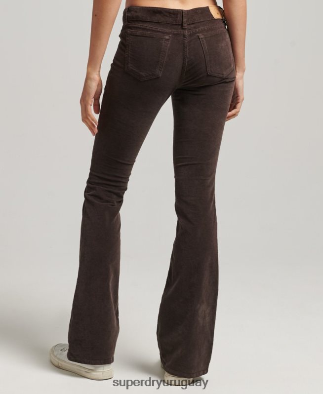 uy Superdry mujer vaqueros acampanados de terciopelo de tiro bajo marrón DT2N8Z2588 ropa
