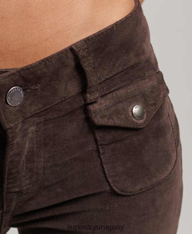 uy Superdry mujer vaqueros acampanados de terciopelo de tiro bajo marrón DT2N8Z2588 ropa
