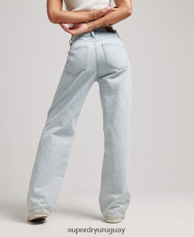 uy Superdry mujer vaqueros anchos de algodón orgánico azul claro DT2N8Z3871 ropa
