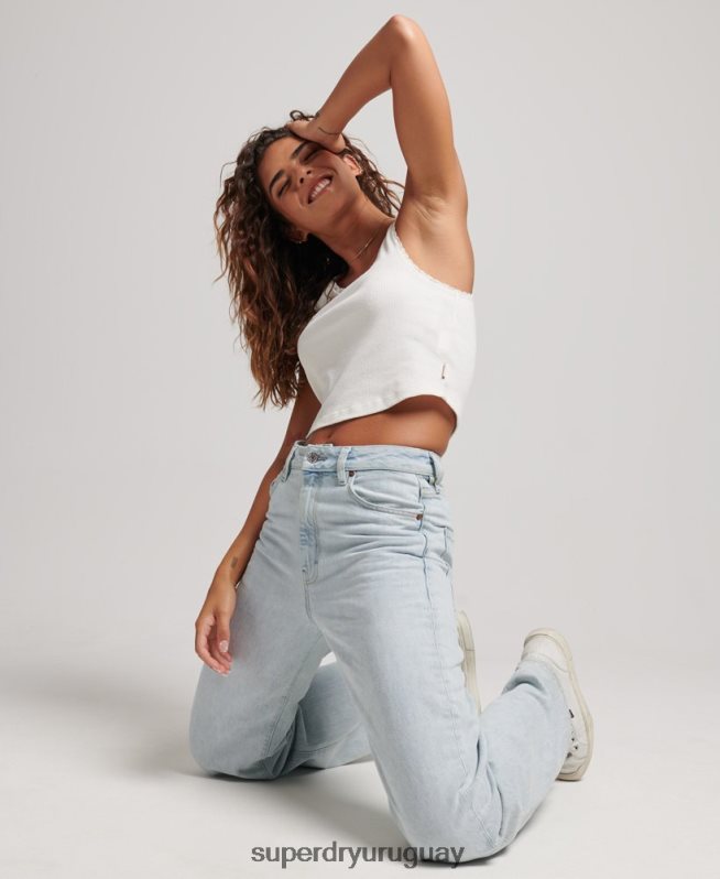 uy Superdry mujer vaqueros anchos de algodón orgánico azul claro DT2N8Z3871 ropa