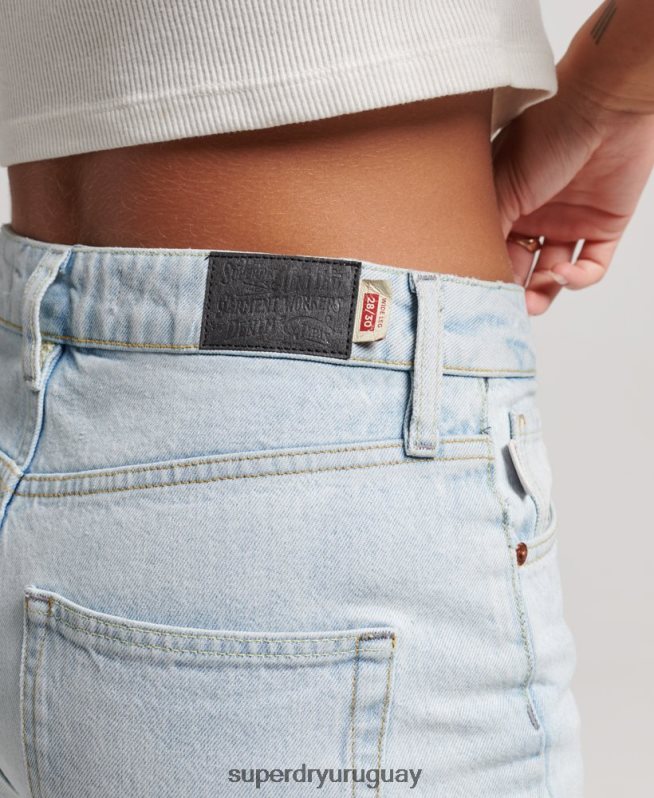 uy Superdry mujer vaqueros anchos de algodón orgánico azul claro DT2N8Z3871 ropa