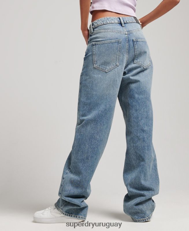 uy Superdry mujer vaqueros anchos de algodón orgánico azul claro DT2N8Z3884 ropa