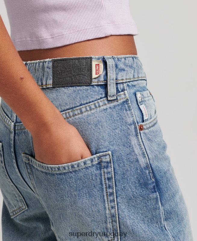 uy Superdry mujer vaqueros anchos de algodón orgánico azul claro DT2N8Z3884 ropa