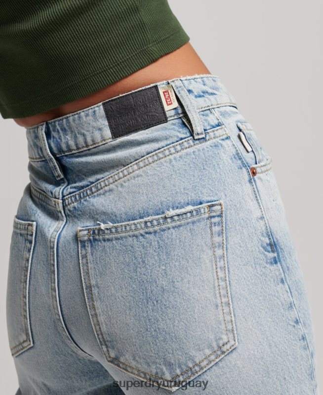 uy Superdry mujer vaqueros anchos de algodón orgánico azul claro DT2N8Z3888 ropa