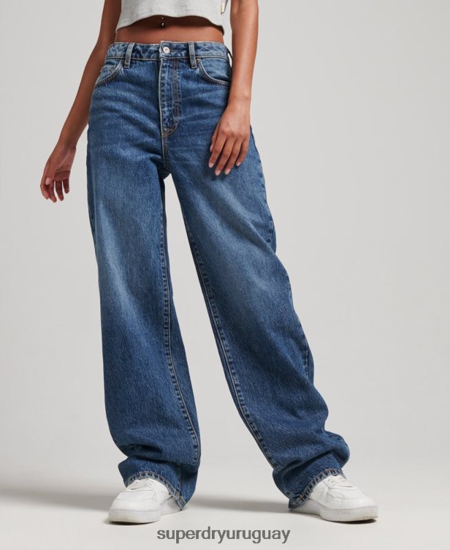 uy Superdry mujer vaqueros anchos de algodón orgánico azul oscuro DT2N8Z3875 ropa