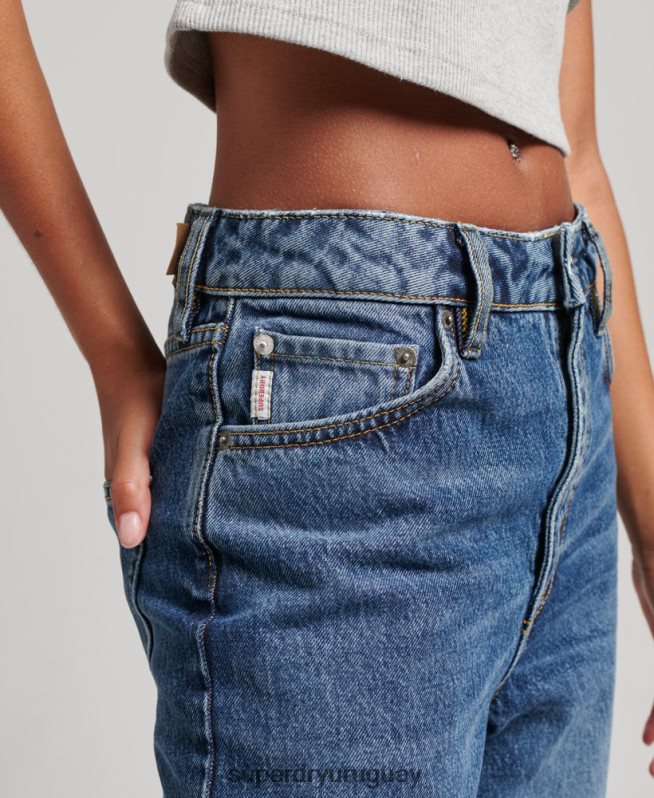 uy Superdry mujer vaqueros anchos de algodón orgánico azul oscuro DT2N8Z3875 ropa