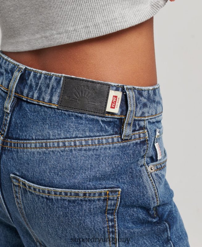 uy Superdry mujer vaqueros anchos de algodón orgánico azul oscuro DT2N8Z3875 ropa
