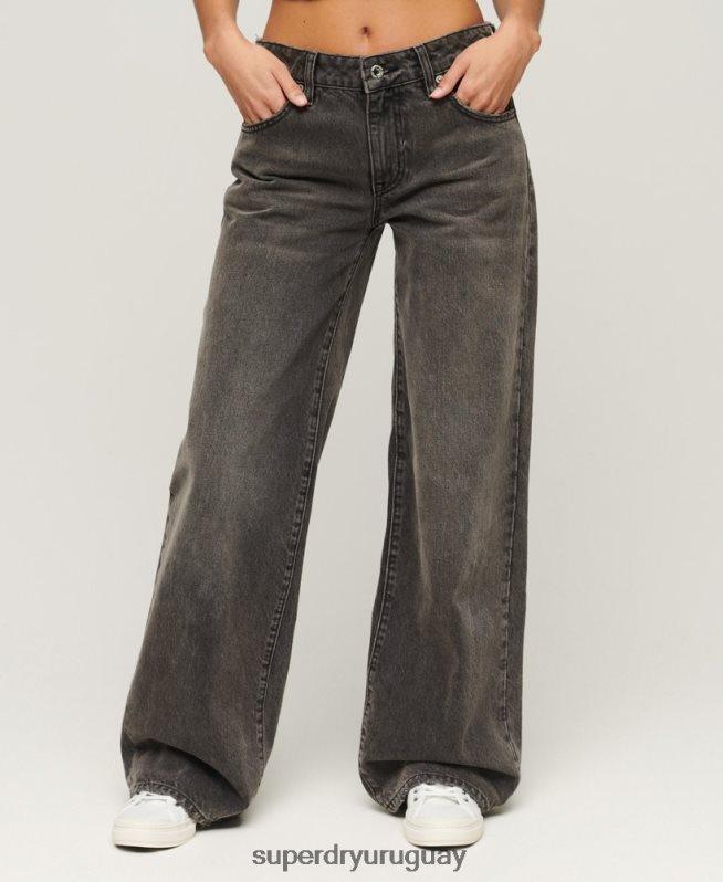uy Superdry mujer vaqueros anchos de algodón orgánico gris DT2N8Z3879 ropa