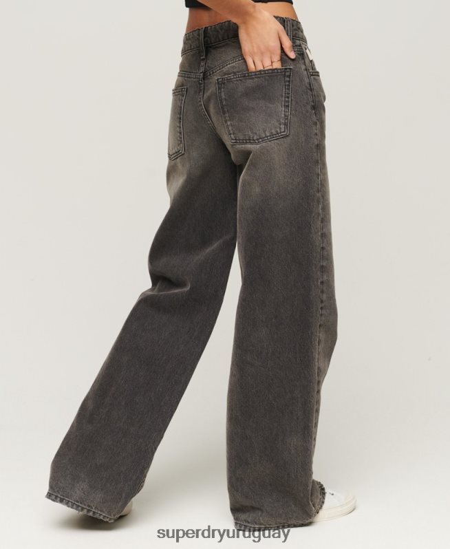 uy Superdry mujer vaqueros anchos de algodón orgánico gris DT2N8Z3879 ropa