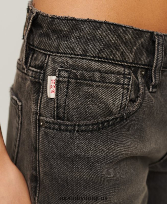 uy Superdry mujer vaqueros anchos de algodón orgánico gris DT2N8Z3879 ropa