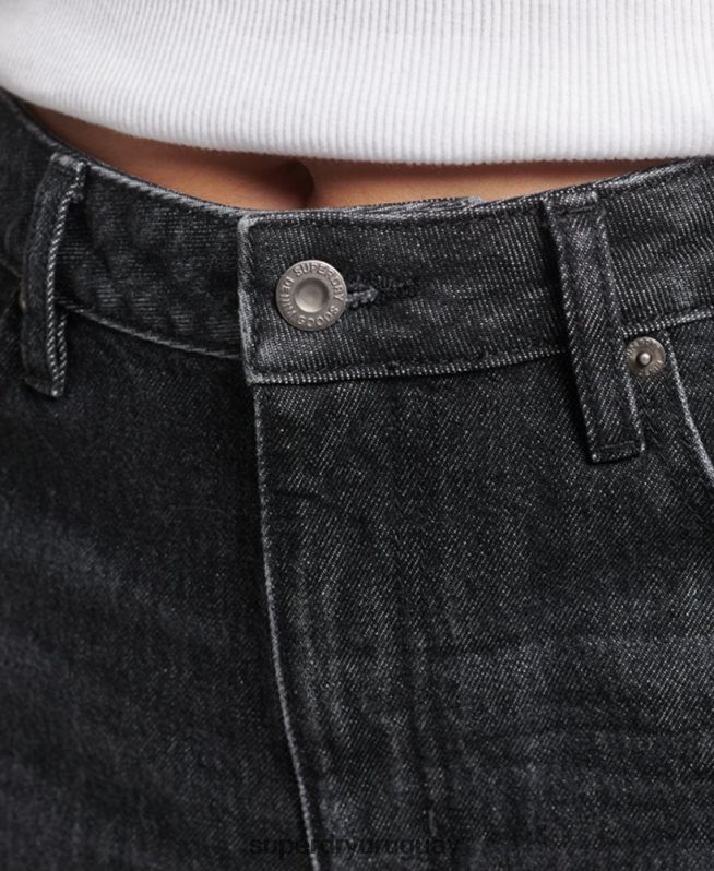uy Superdry mujer vaqueros anchos de algodón orgánico negro DT2N8Z3886 ropa