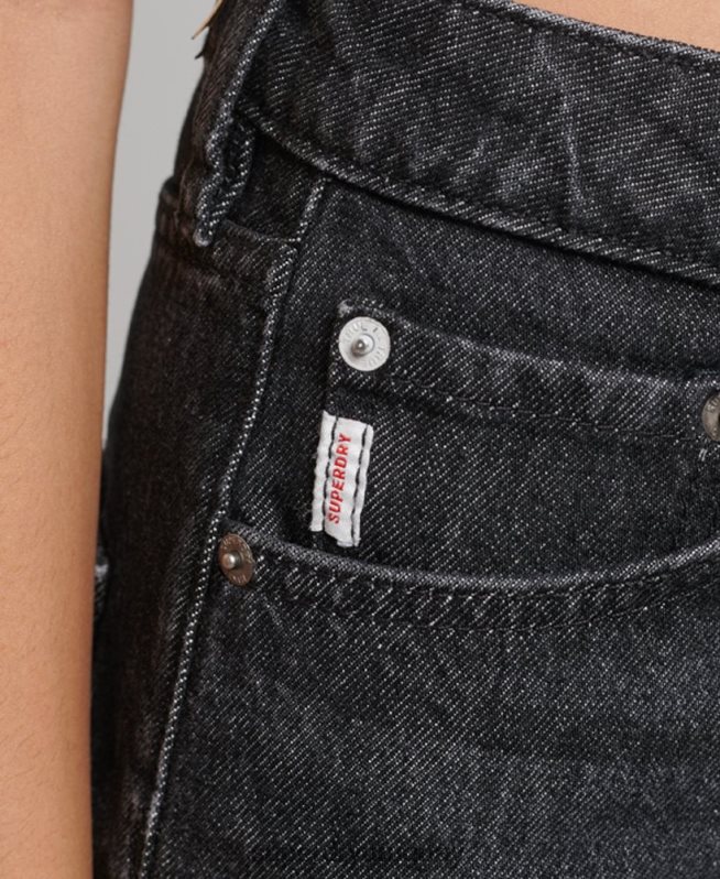 uy Superdry mujer vaqueros anchos de algodón orgánico negro DT2N8Z3886 ropa