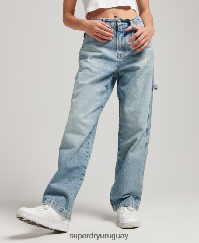 uy Superdry mujer vaqueros carpinteros vintage de algodón orgánico azul claro DT2N8Z3866 ropa