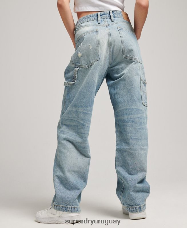 uy Superdry mujer vaqueros carpinteros vintage de algodón orgánico azul claro DT2N8Z3866 ropa