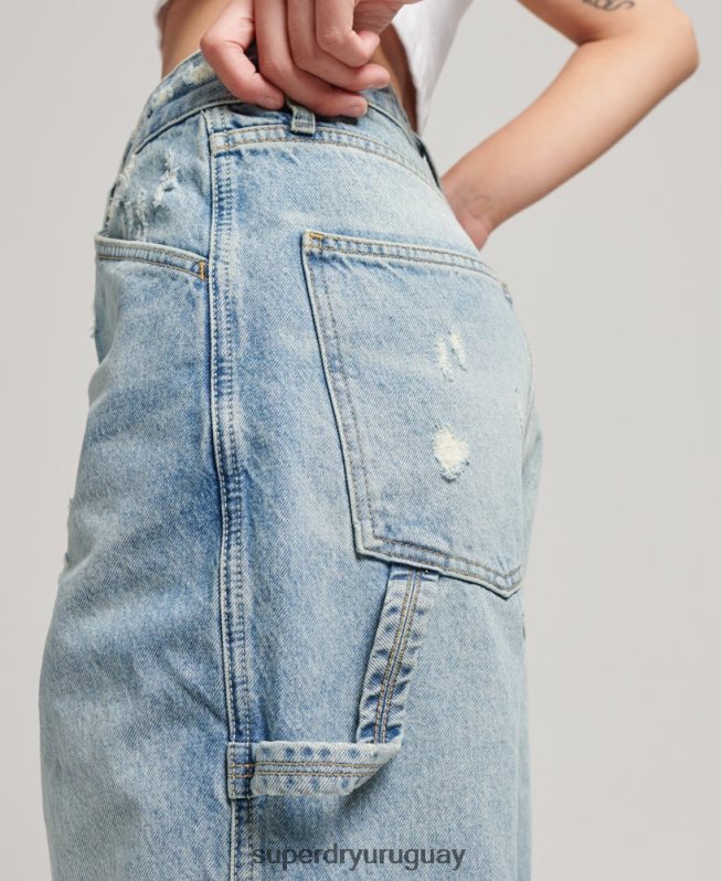 uy Superdry mujer vaqueros carpinteros vintage de algodón orgánico azul claro DT2N8Z3866 ropa