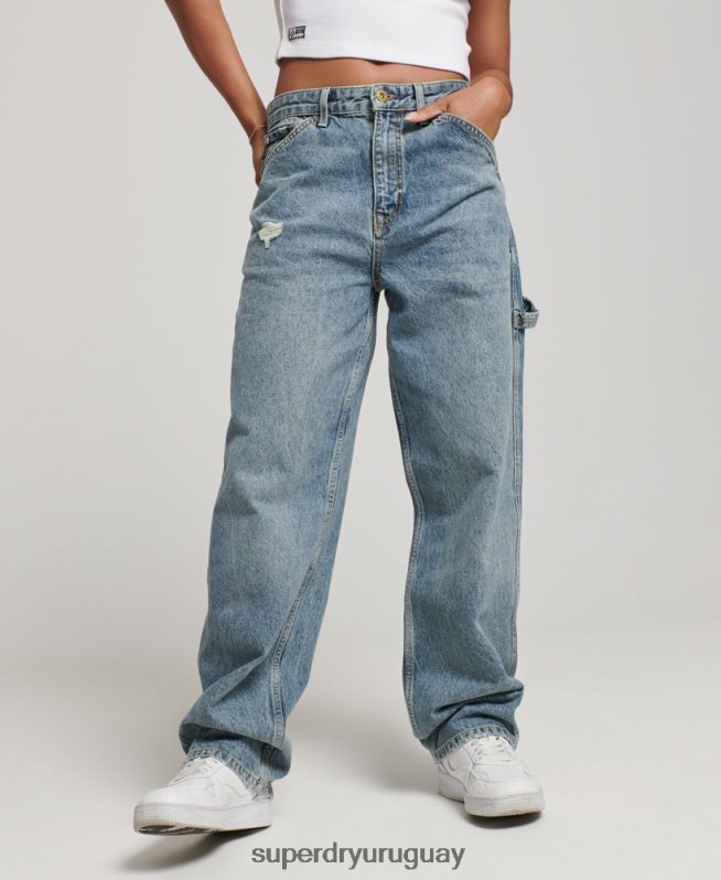 uy Superdry mujer vaqueros carpinteros vintage de algodón orgánico azul claro DT2N8Z3881 ropa