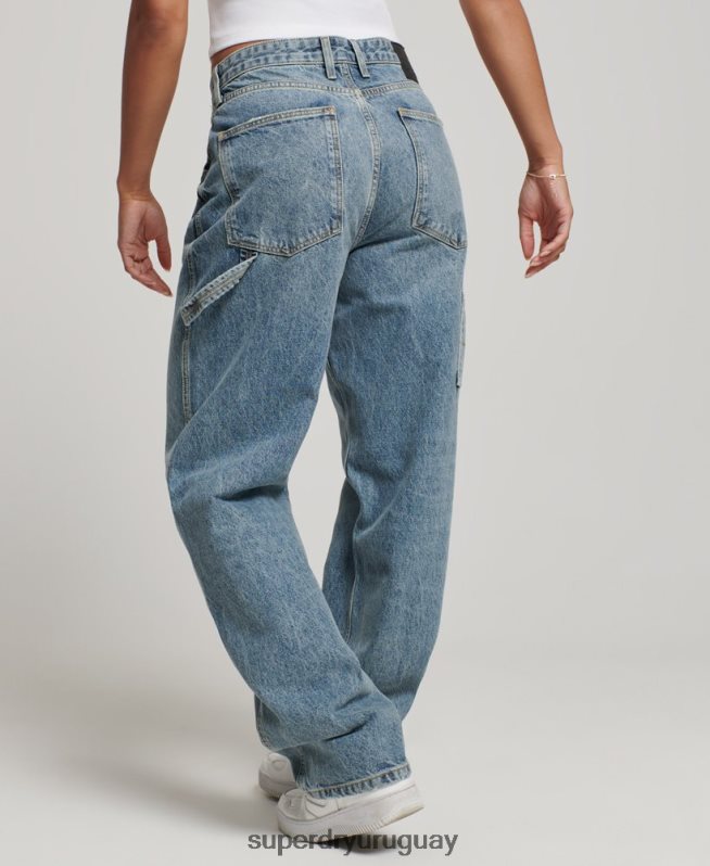 uy Superdry mujer vaqueros carpinteros vintage de algodón orgánico azul claro DT2N8Z3881 ropa