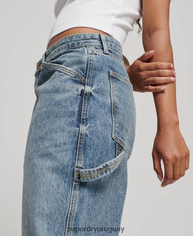 uy Superdry mujer vaqueros carpinteros vintage de algodón orgánico azul claro DT2N8Z3881 ropa