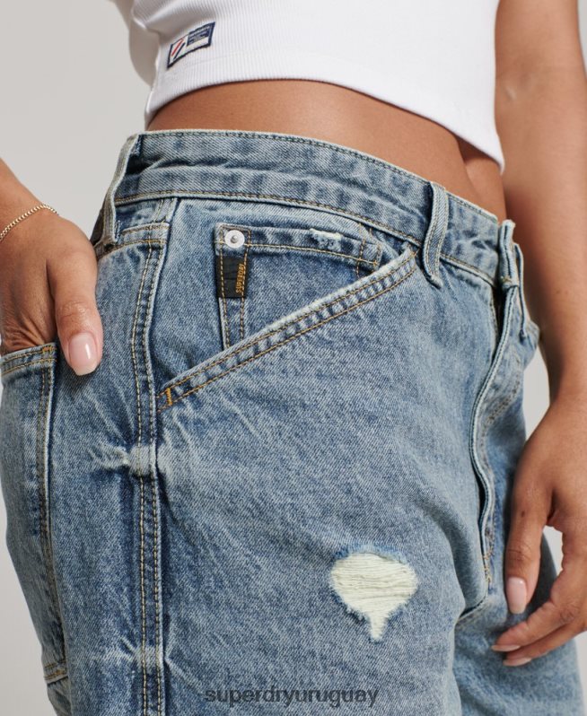 uy Superdry mujer vaqueros carpinteros vintage de algodón orgánico azul claro DT2N8Z3881 ropa