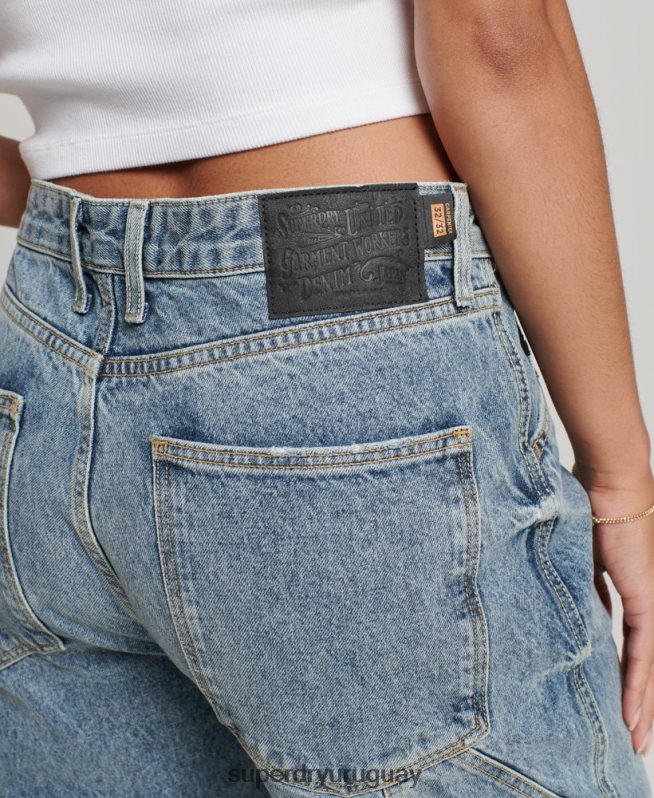 uy Superdry mujer vaqueros carpinteros vintage de algodón orgánico azul claro DT2N8Z3881 ropa