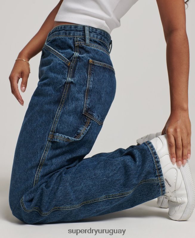 uy Superdry mujer vaqueros carpinteros vintage de algodón orgánico azul oscuro DT2N8Z3868 ropa