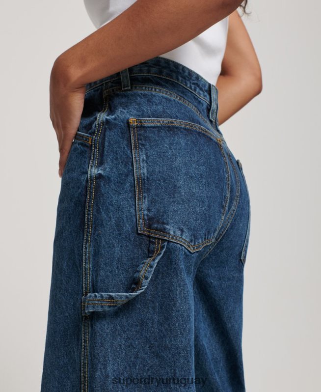 uy Superdry mujer vaqueros carpinteros vintage de algodón orgánico azul oscuro DT2N8Z3868 ropa