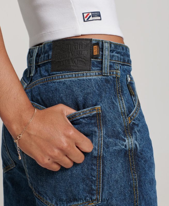 uy Superdry mujer vaqueros carpinteros vintage de algodón orgánico azul oscuro DT2N8Z3868 ropa