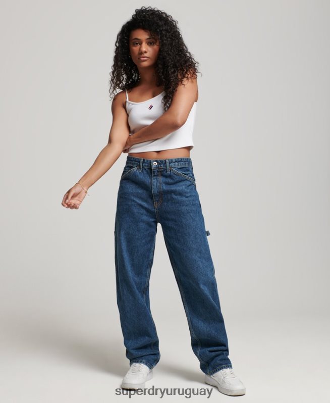 uy Superdry mujer vaqueros carpinteros vintage de algodón orgánico azul oscuro DT2N8Z3868 ropa
