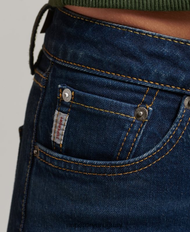 uy Superdry mujer vaqueros pitillo acampanados de tiro medio de algodón orgánico azul oscuro DT2N8Z3883 ropa