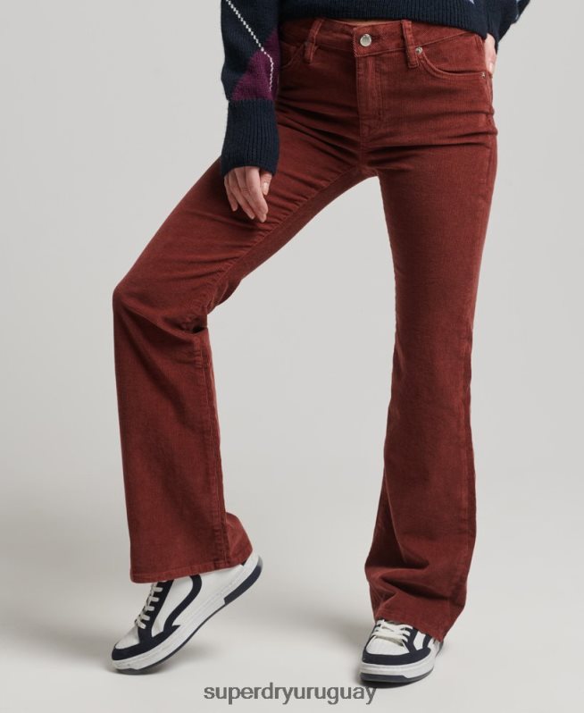 uy Superdry mujer vaqueros pitillo acampanados de tiro medio rojo DT2N8Z2598 ropa