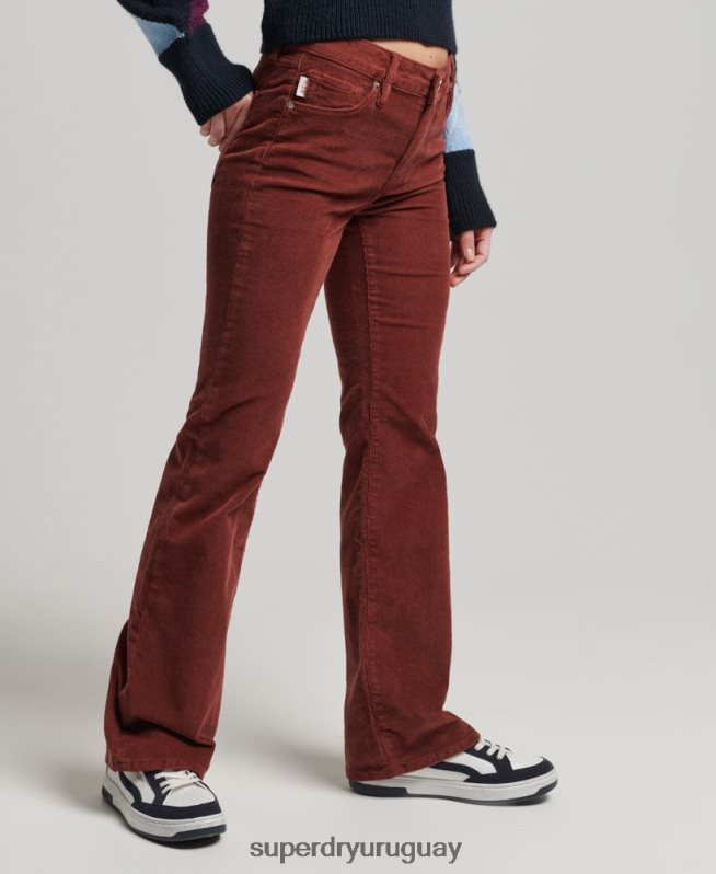 uy Superdry mujer vaqueros pitillo acampanados de tiro medio rojo DT2N8Z2598 ropa