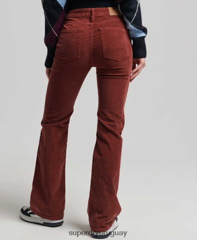 uy Superdry mujer vaqueros pitillo acampanados de tiro medio rojo DT2N8Z2598 ropa