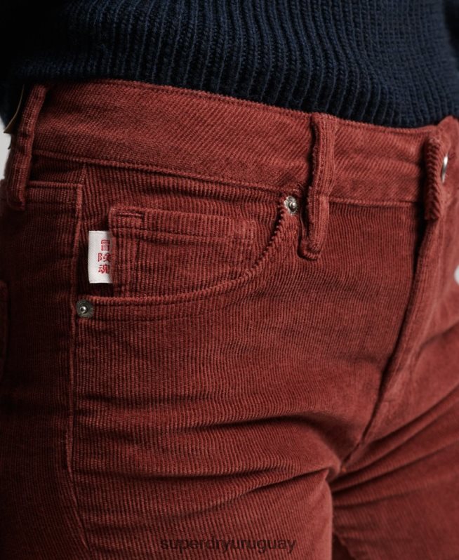 uy Superdry mujer vaqueros pitillo acampanados de tiro medio rojo DT2N8Z2598 ropa