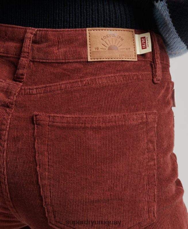 uy Superdry mujer vaqueros pitillo acampanados de tiro medio rojo DT2N8Z2598 ropa