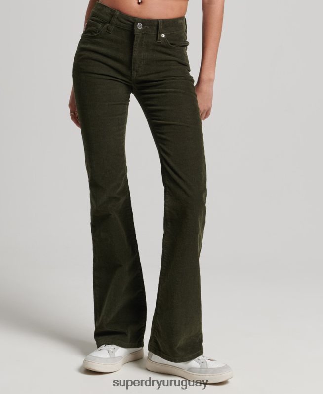 uy Superdry mujer vaqueros pitillo acampanados de tiro medio verde DT2N8Z2580 ropa