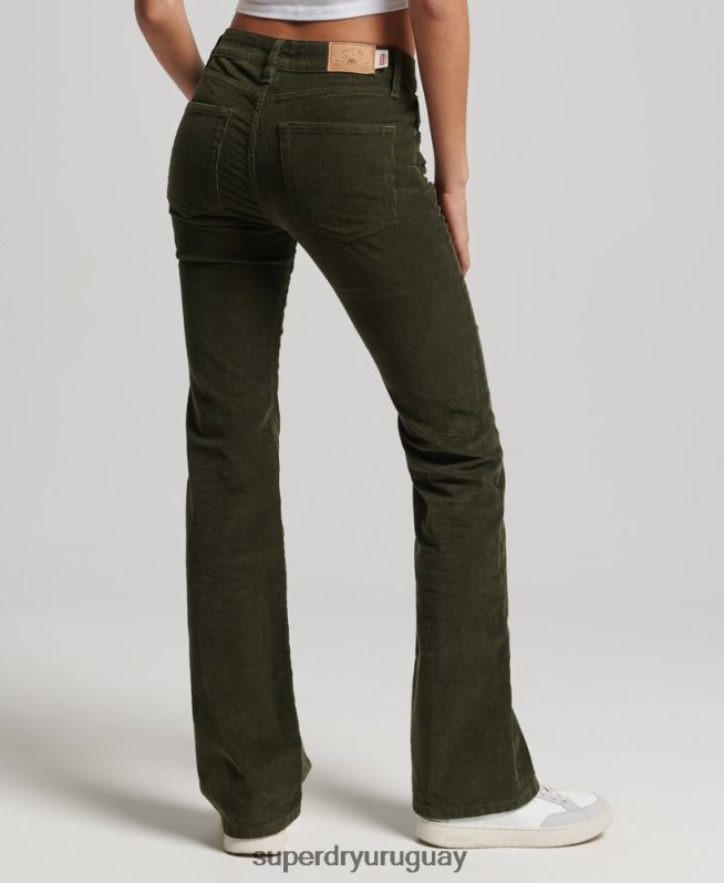 uy Superdry mujer vaqueros pitillo acampanados de tiro medio verde DT2N8Z2580 ropa